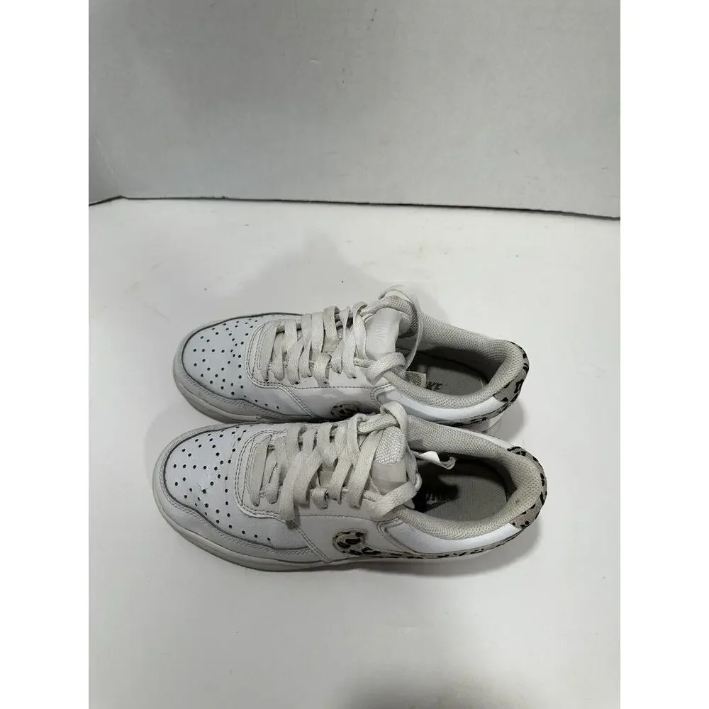 Nike Court Vision Womens Sz 6 Shoes White Brown Classic Low Top Trainer Sneakers